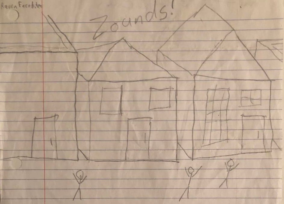 A pencil drawing of the shop, technically the one featured in Waterdeep in the Dungeons and Dragons world, as a photo standin until the booth is finished.